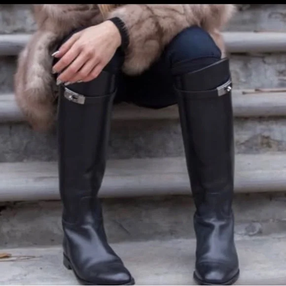 Black Knee-High rain Boots - Picture 3 of 16